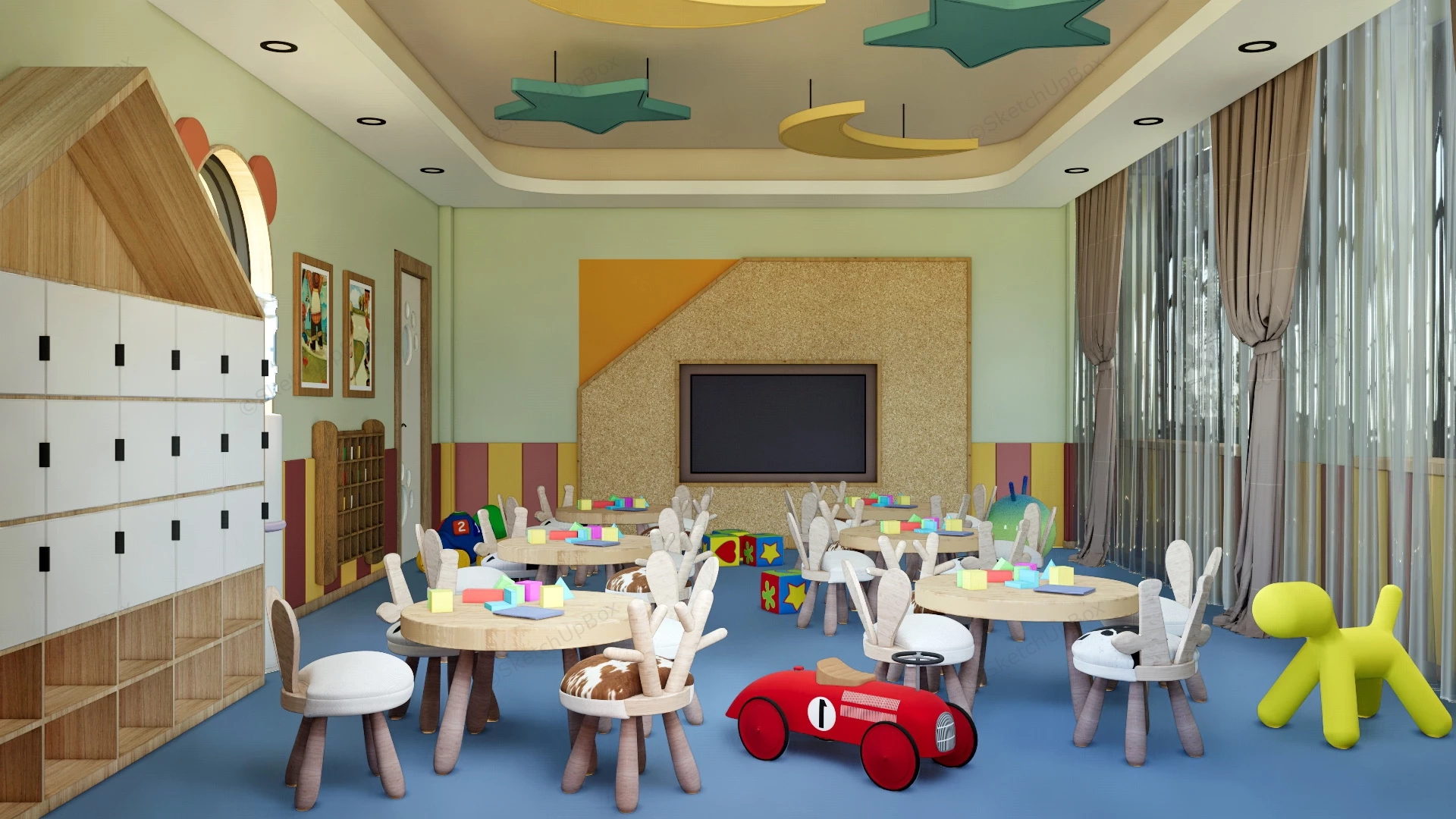Modern Kindergarten Classroom sketchup model preview - SketchupBox