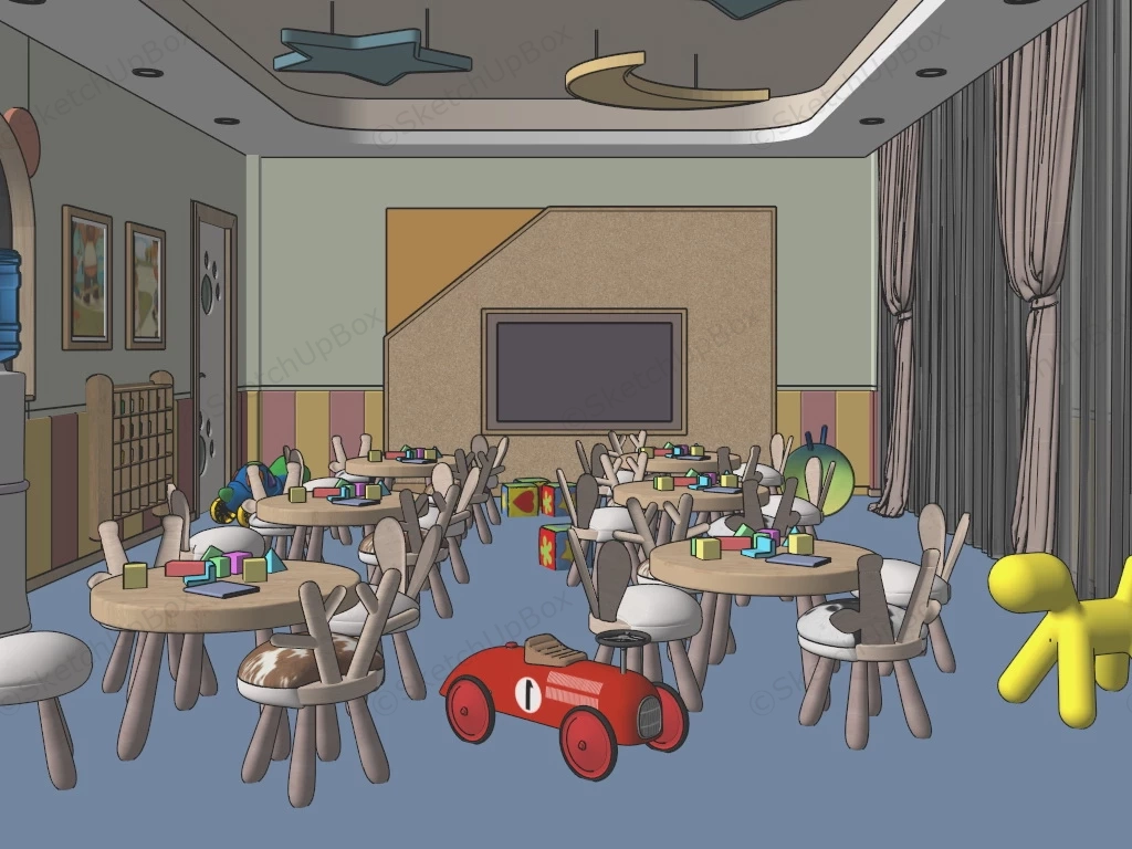 Modern Kindergarten Classroom sketchup model preview - SketchupBox
