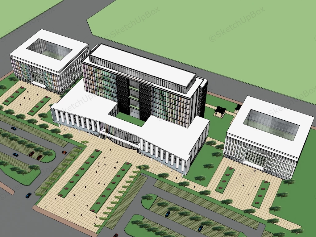 Modern Factory Building Designs sketchup model preview - SketchupBox