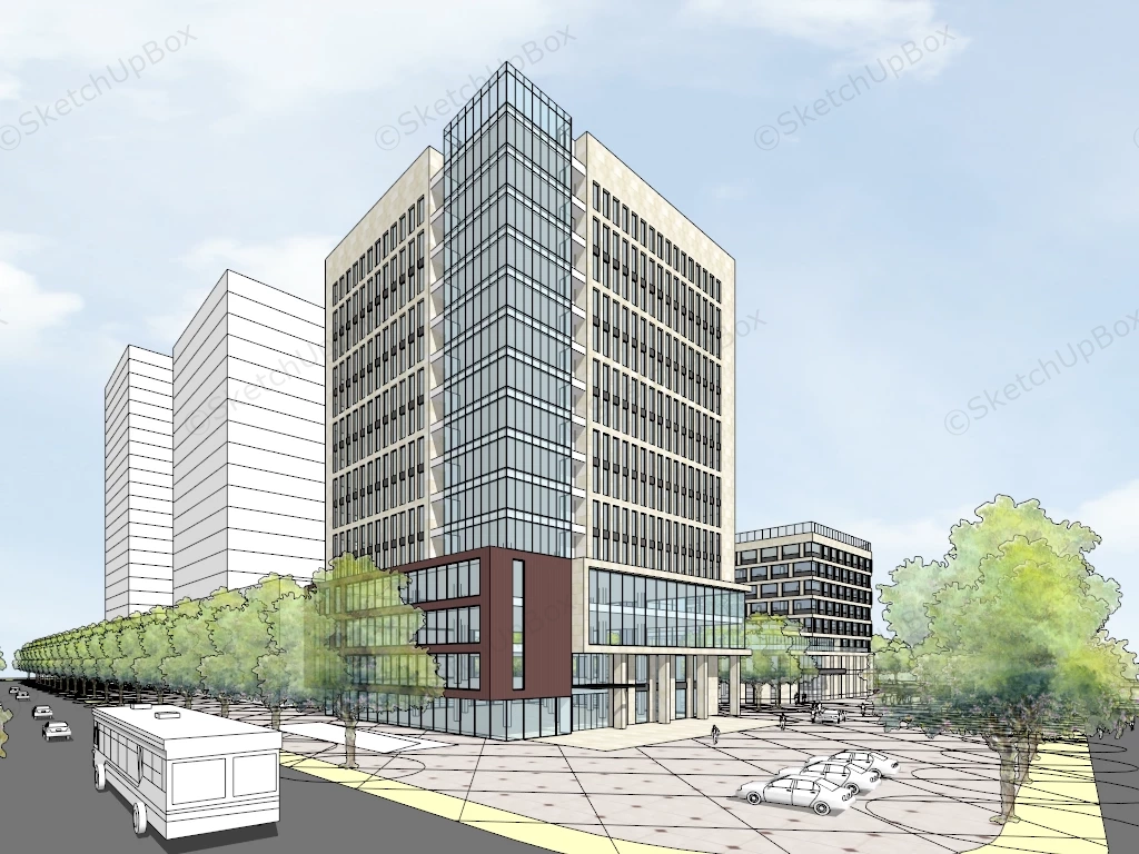 Commercial Street Office Building sketchup model preview - SketchupBox
