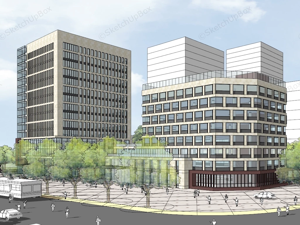 Commercial Street Office Building sketchup model preview - SketchupBox