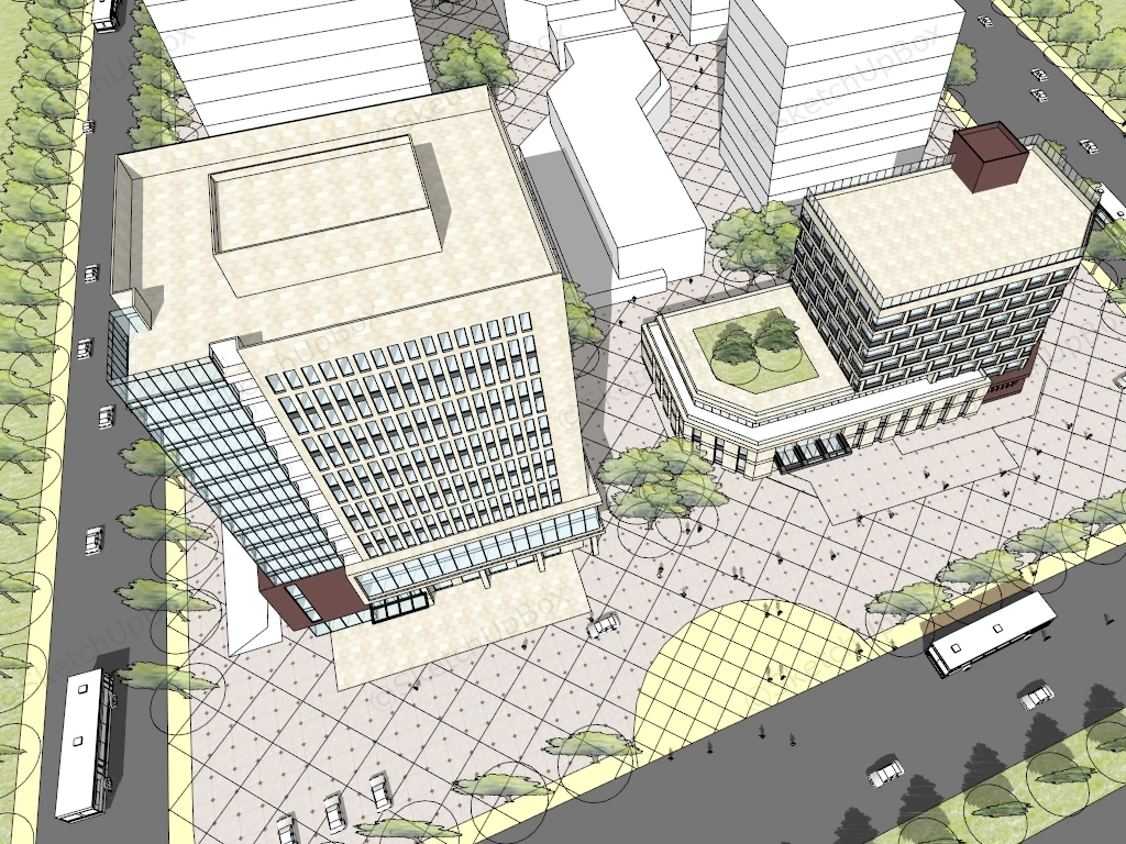 Commercial Street Office Building sketchup model preview - SketchupBox