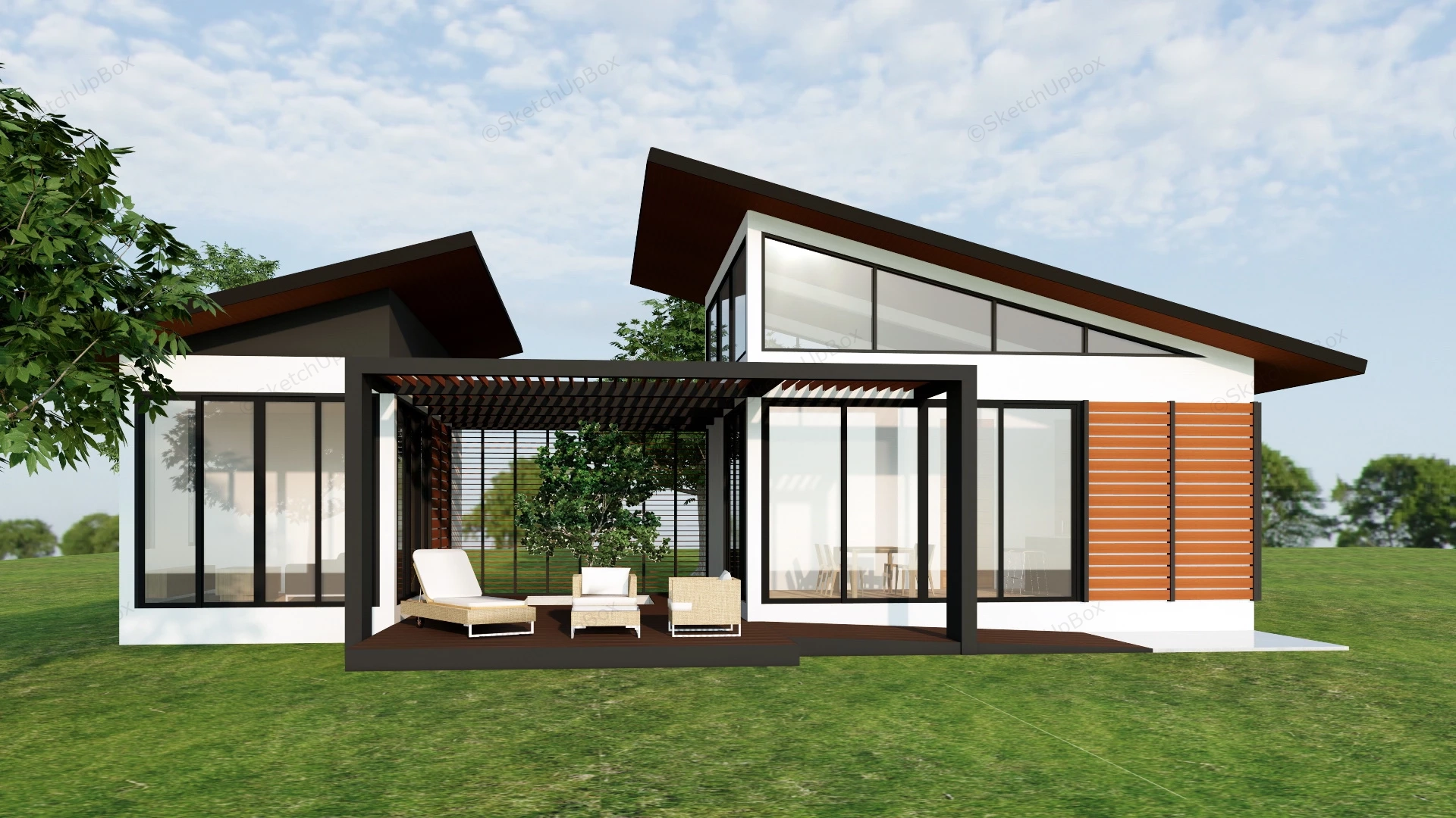 Modern Vacation Cabin sketchup model preview - SketchupBox