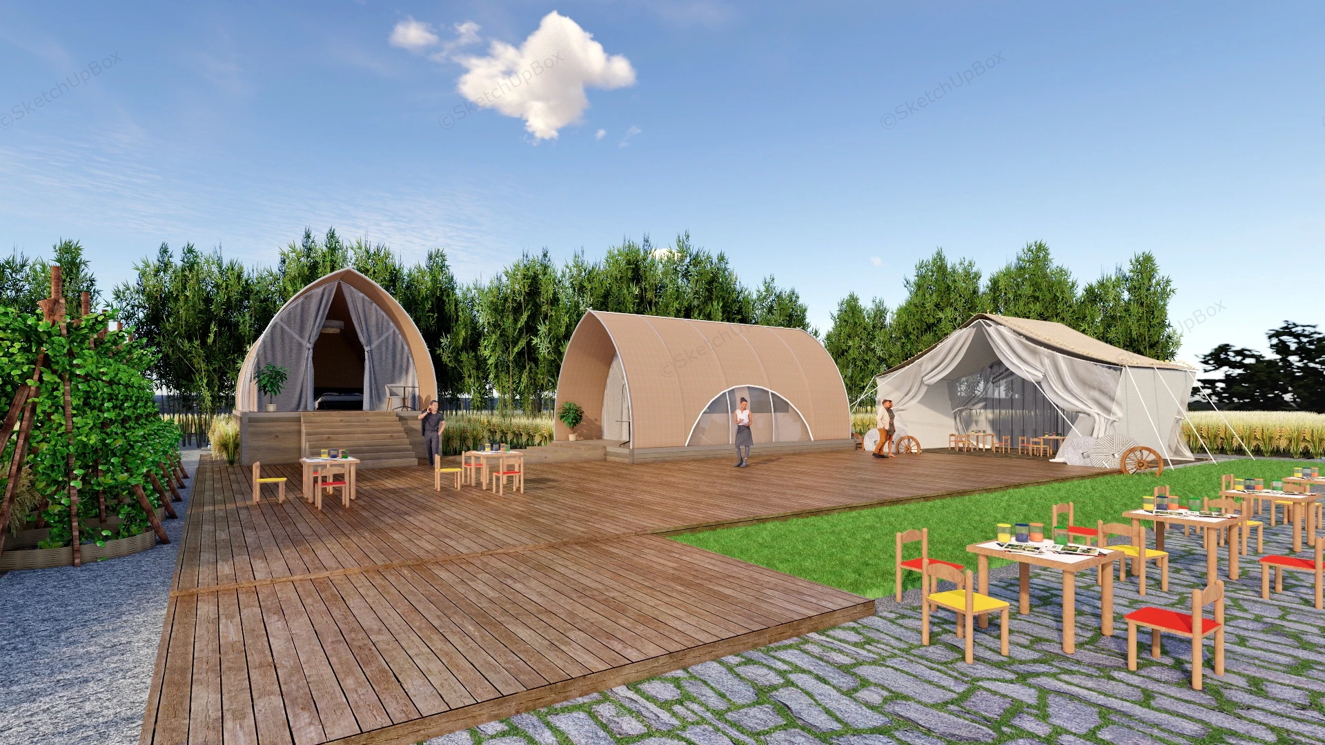 Farm Campsite sketchup model preview - SketchupBox
