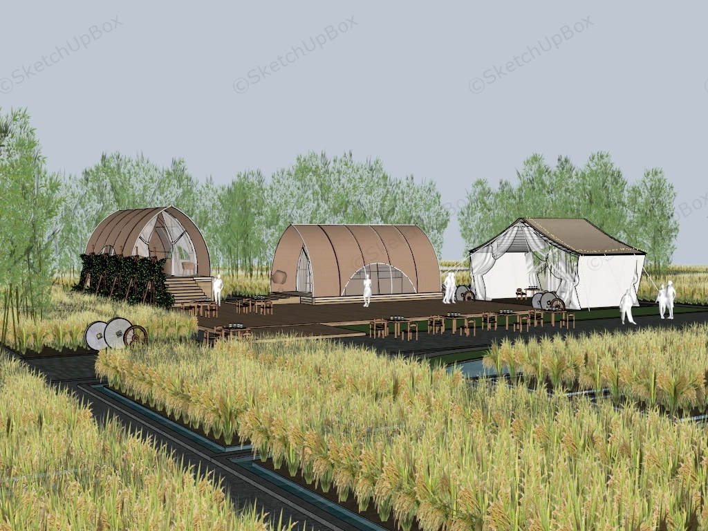 Farm Campsite sketchup model preview - SketchupBox