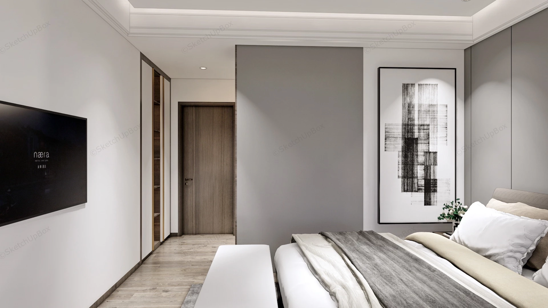 Small Minimalist Bedroom Idea sketchup model preview - SketchupBox