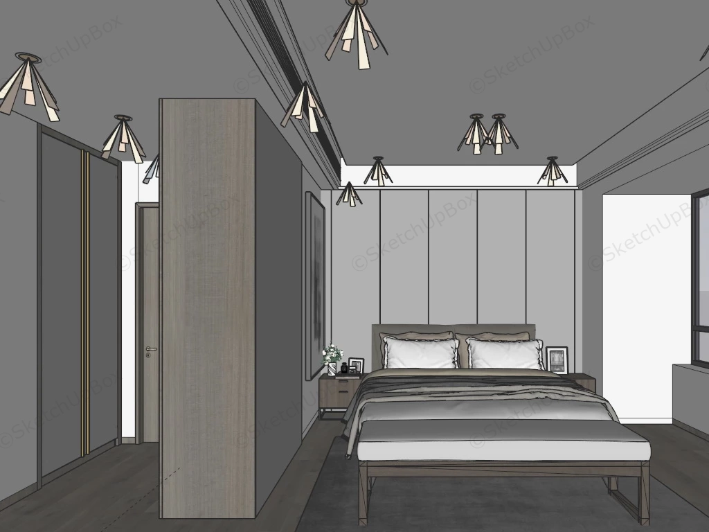 Small Minimalist Bedroom Idea sketchup model preview - SketchupBox