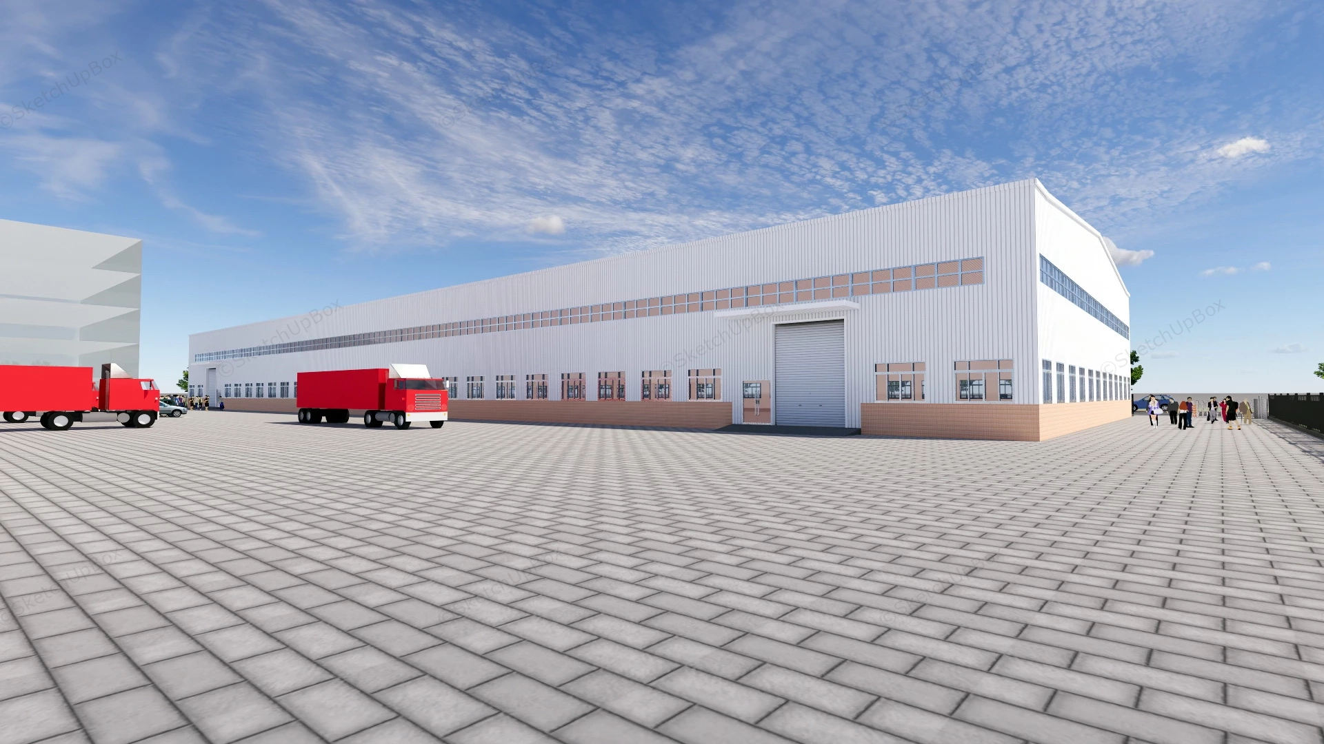 Modern Factory Building sketchup model preview - SketchupBox