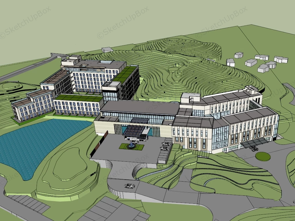 Mountain Resort Hotel sketchup model preview - SketchupBox