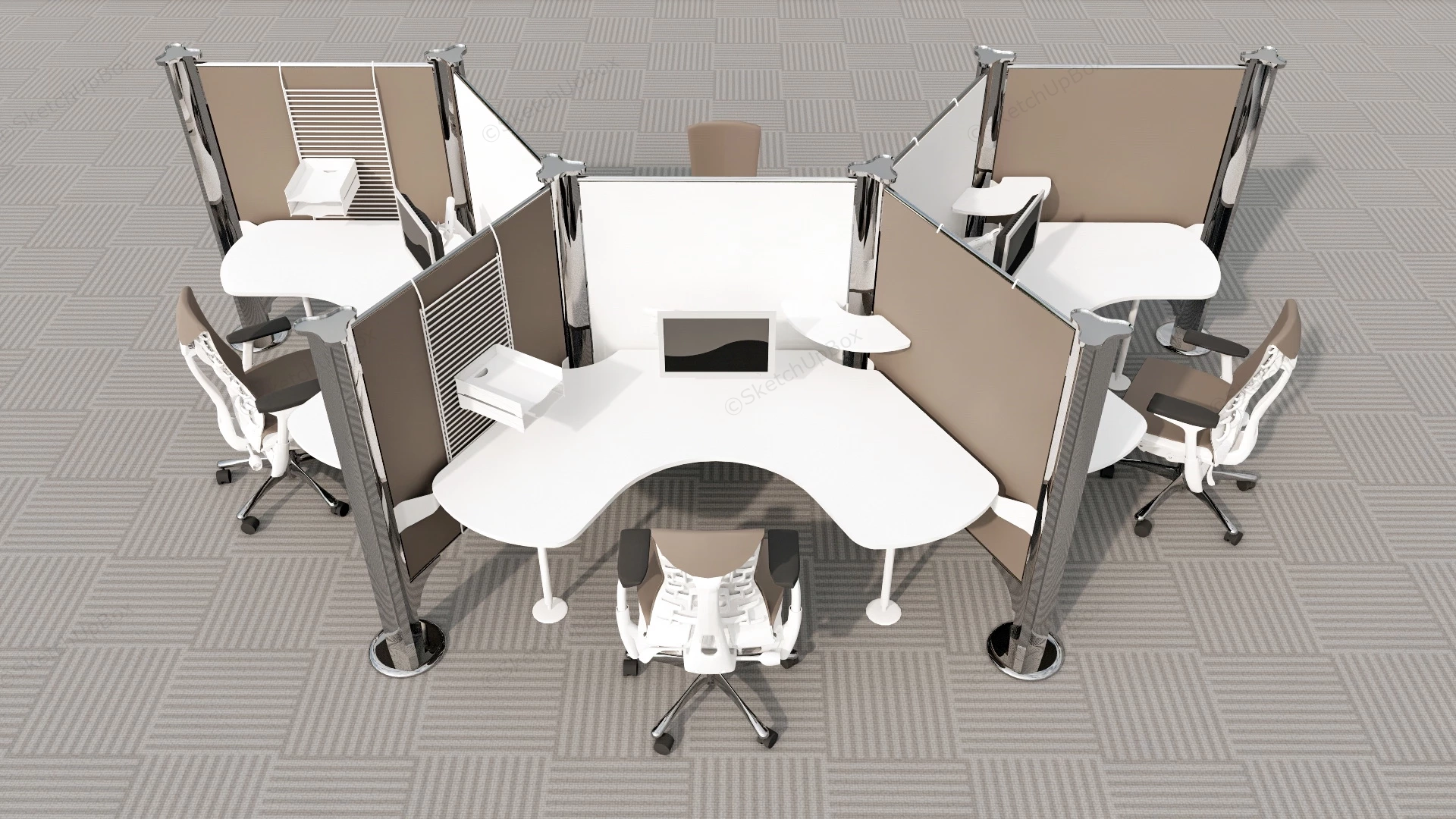 Space Save Office Cubicle Workstation sketchup model preview - SketchupBox