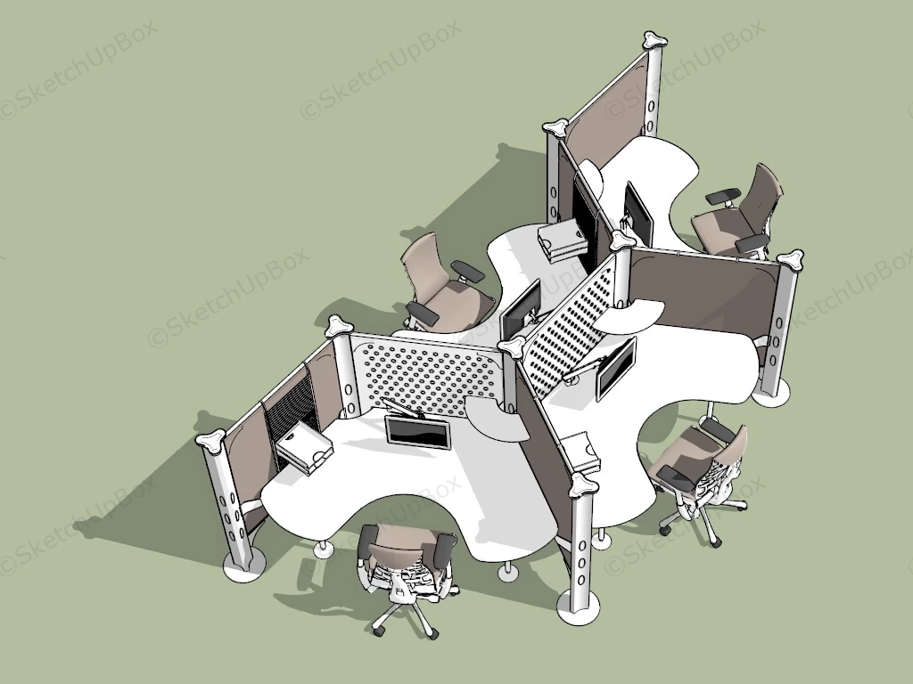 Space Save Office Cubicle Workstation sketchup model preview - SketchupBox