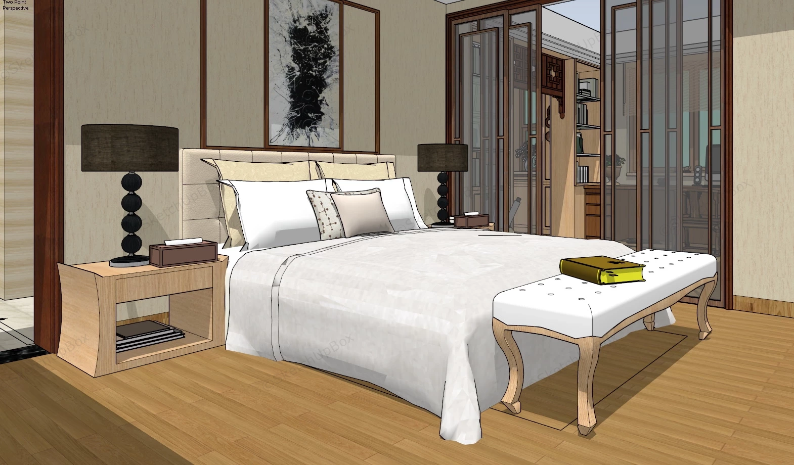 1 Bedroom Apartment Plan sketchup model preview - SketchupBox