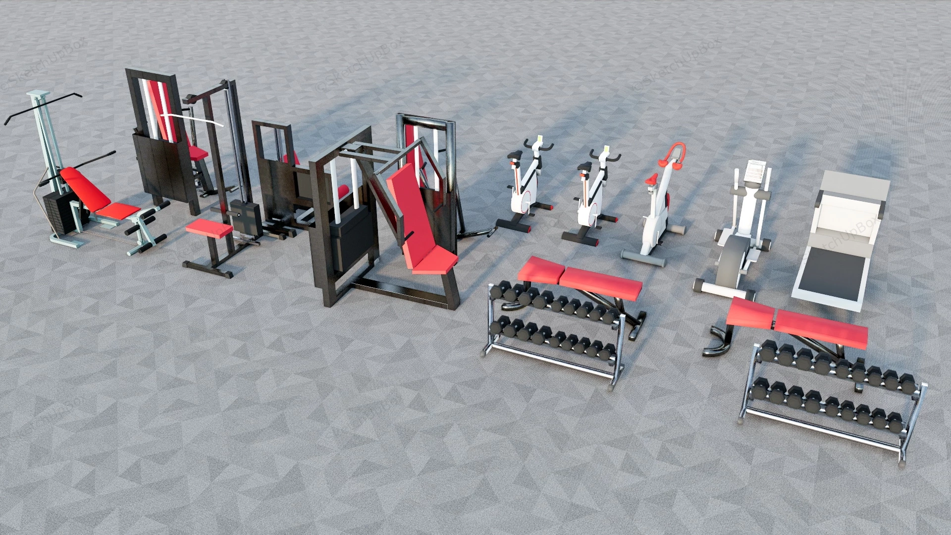 Indoor Gym Equipments sketchup model preview - SketchupBox