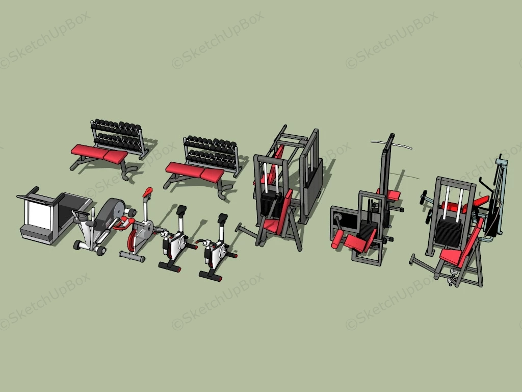 Indoor Gym Equipments sketchup model preview - SketchupBox