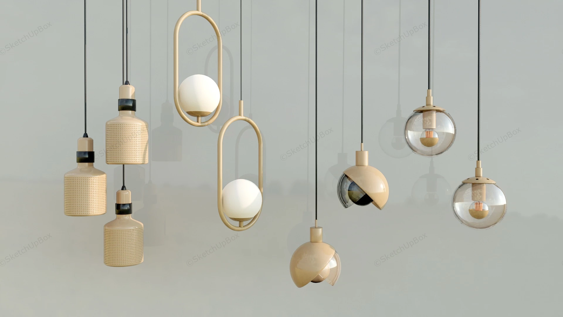 Hanging Glass Pendant Lights sketchup model preview - SketchupBox