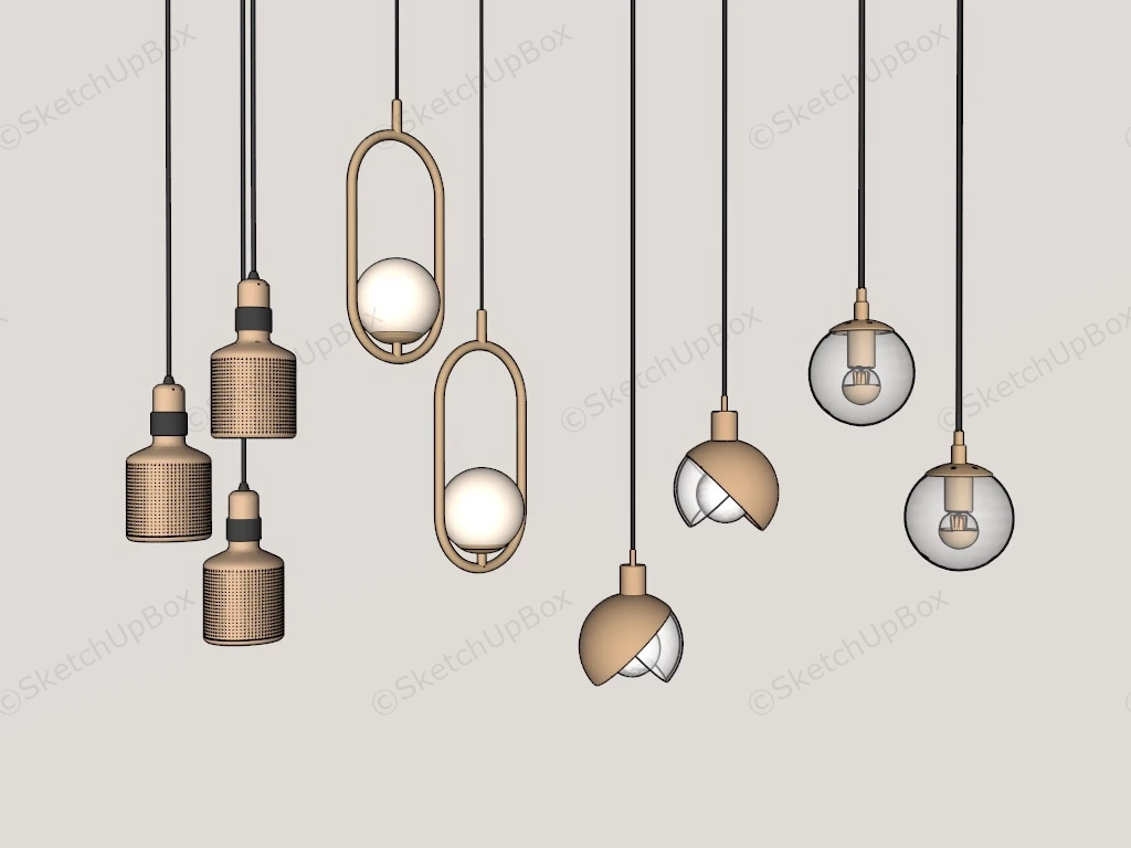Hanging Glass Pendant Lights sketchup model preview - SketchupBox