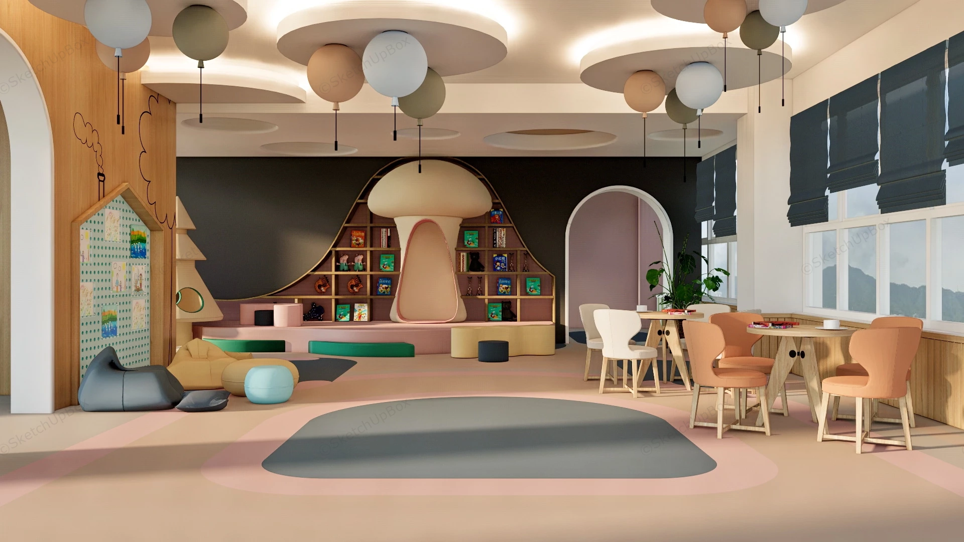 Elegant Kindergarten Playroom sketchup model preview - SketchupBox
