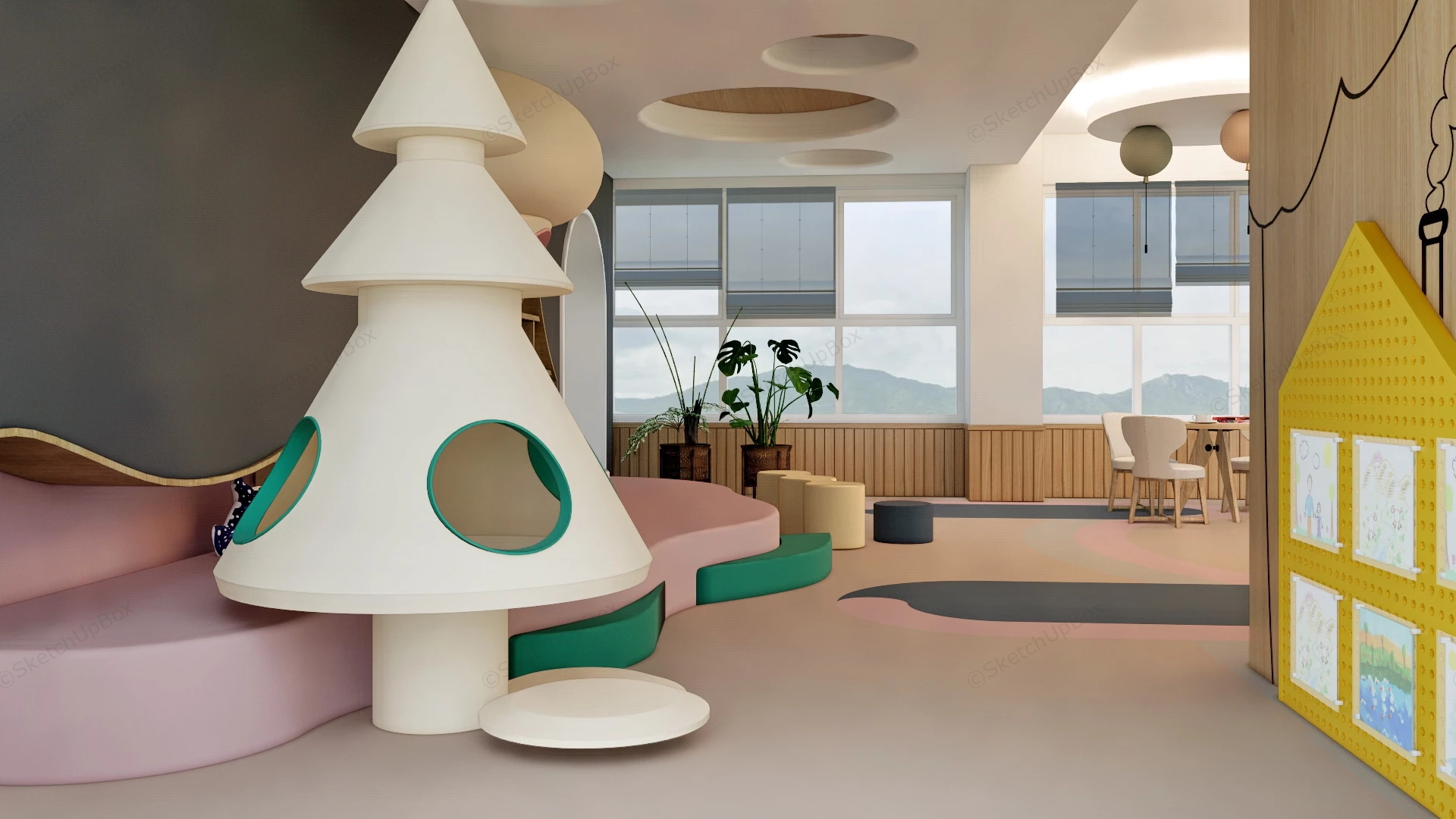 Elegant Kindergarten Playroom sketchup model preview - SketchupBox
