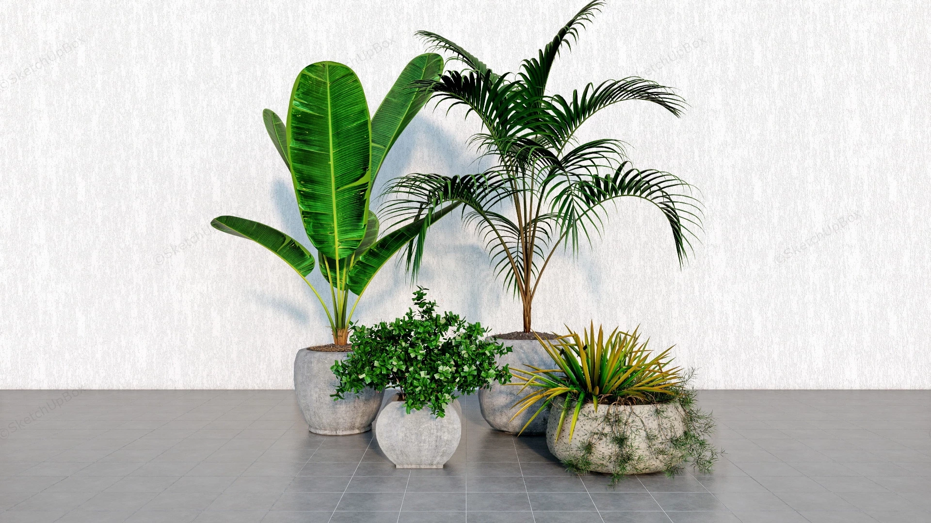 Farmhouse Stone Pot Plants sketchup model preview - SketchupBox