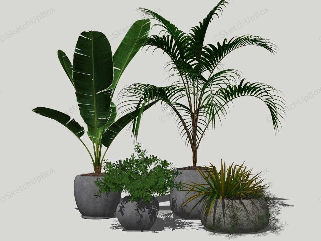 Farmhouse Stone Pot Plants sketchup model preview - SketchupBox