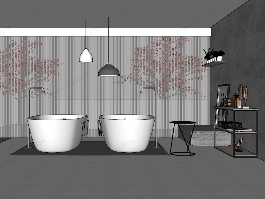 Open Bathroom Design Idea sketchup model preview - SketchupBox