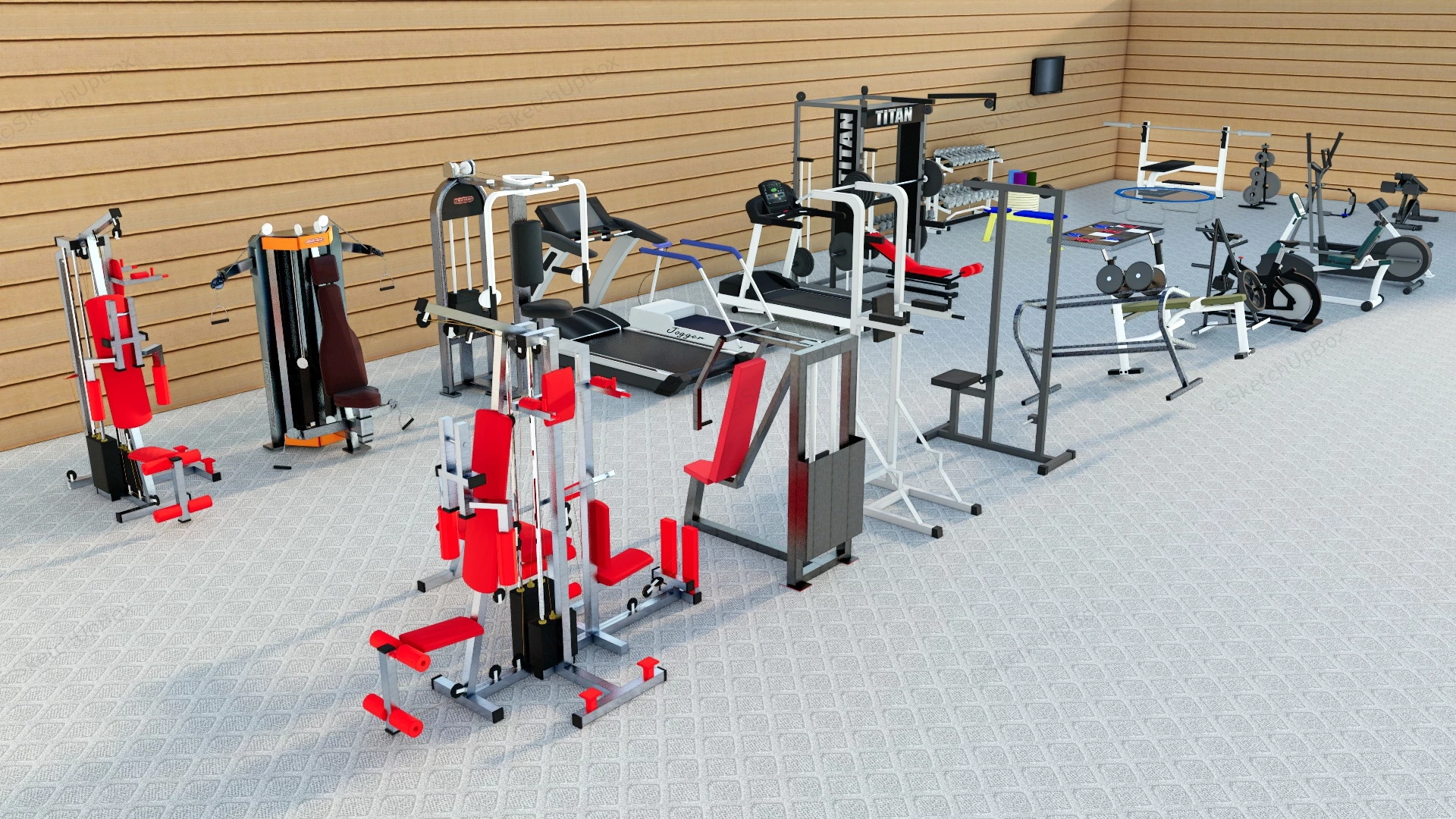 Collection Of Gym Equipment sketchup model preview - SketchupBox