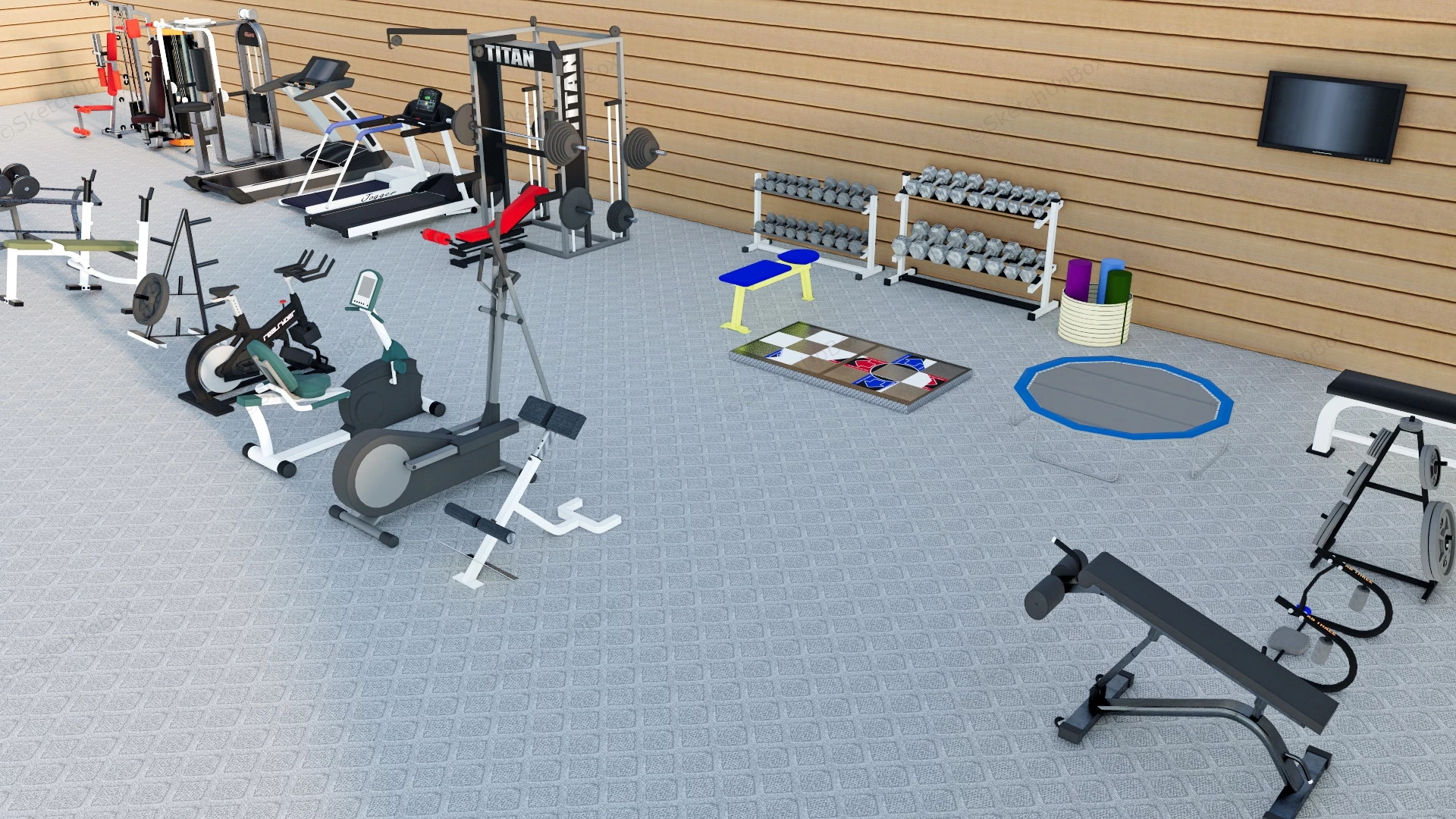 Collection Of Gym Equipment sketchup model preview - SketchupBox