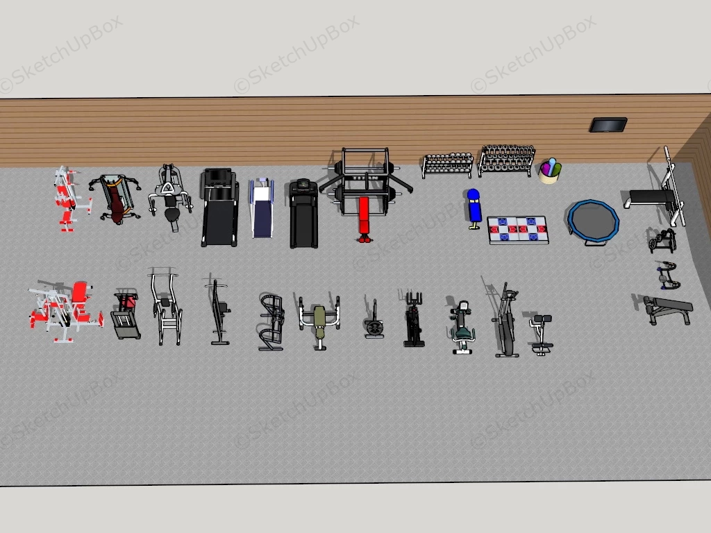 Collection Of Gym Equipment sketchup model preview - SketchupBox