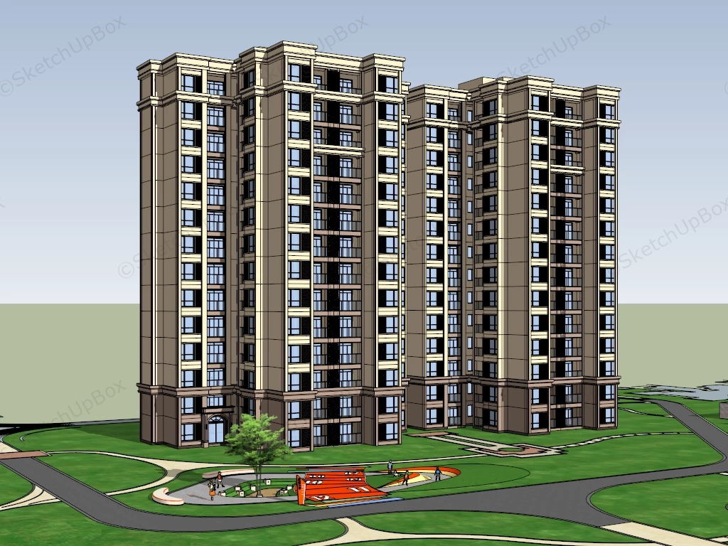 Condo Building Design sketchup model preview - SketchupBox