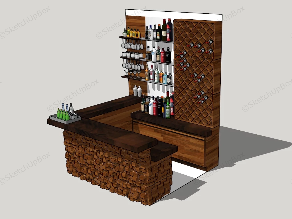 Rustic Home Bar Design sketchup model preview - SketchupBox
