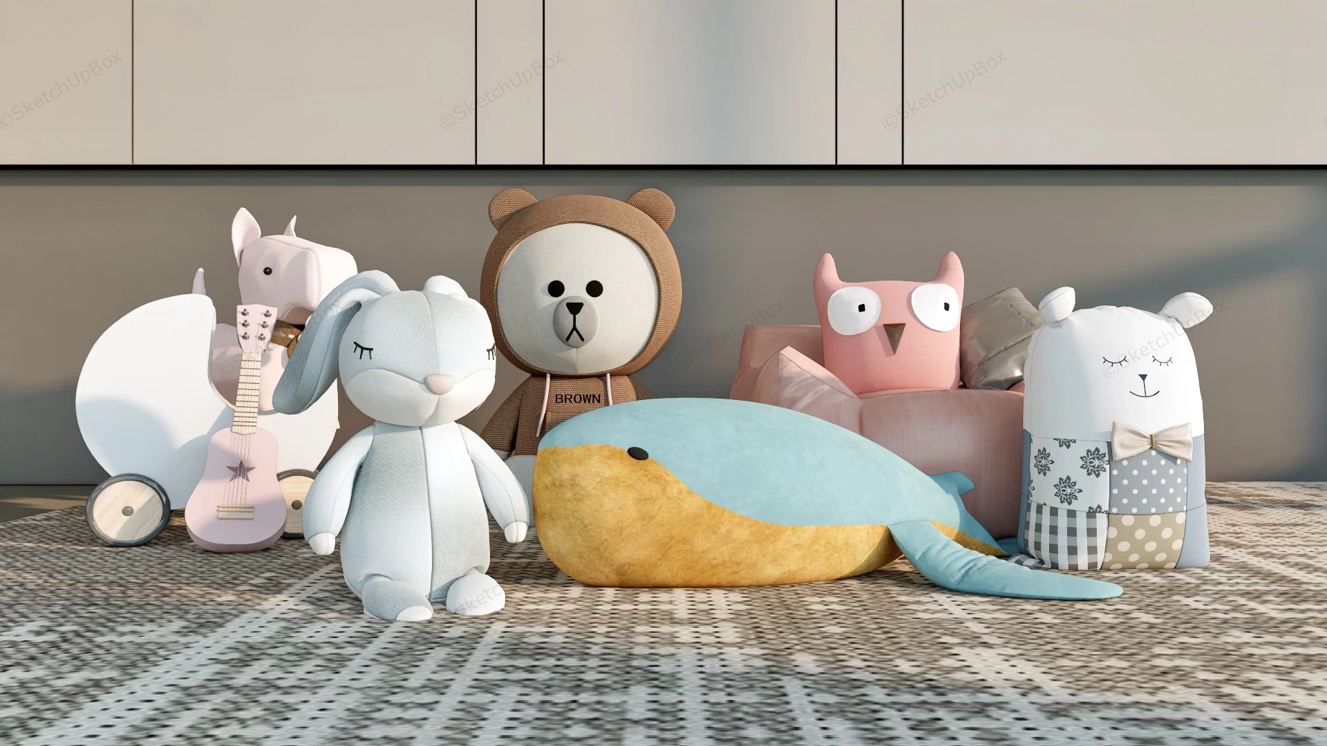 Soft Stuffed Toy And Kids Sofa sketchup model preview - SketchupBox
