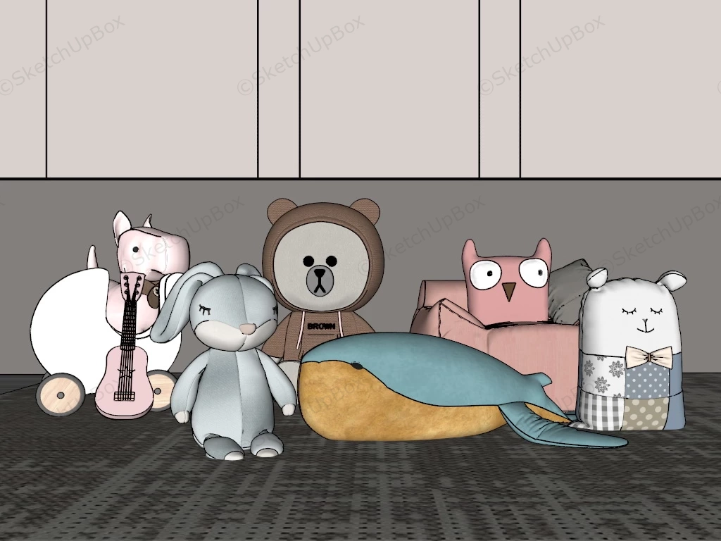 Soft Stuffed Toy And Kids Sofa sketchup model preview - SketchupBox