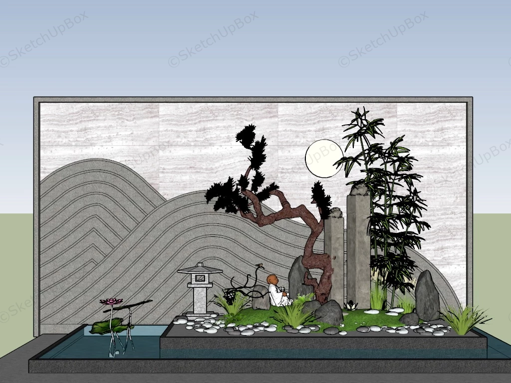 Landscape Water Feature Wall sketchup model preview - SketchupBox