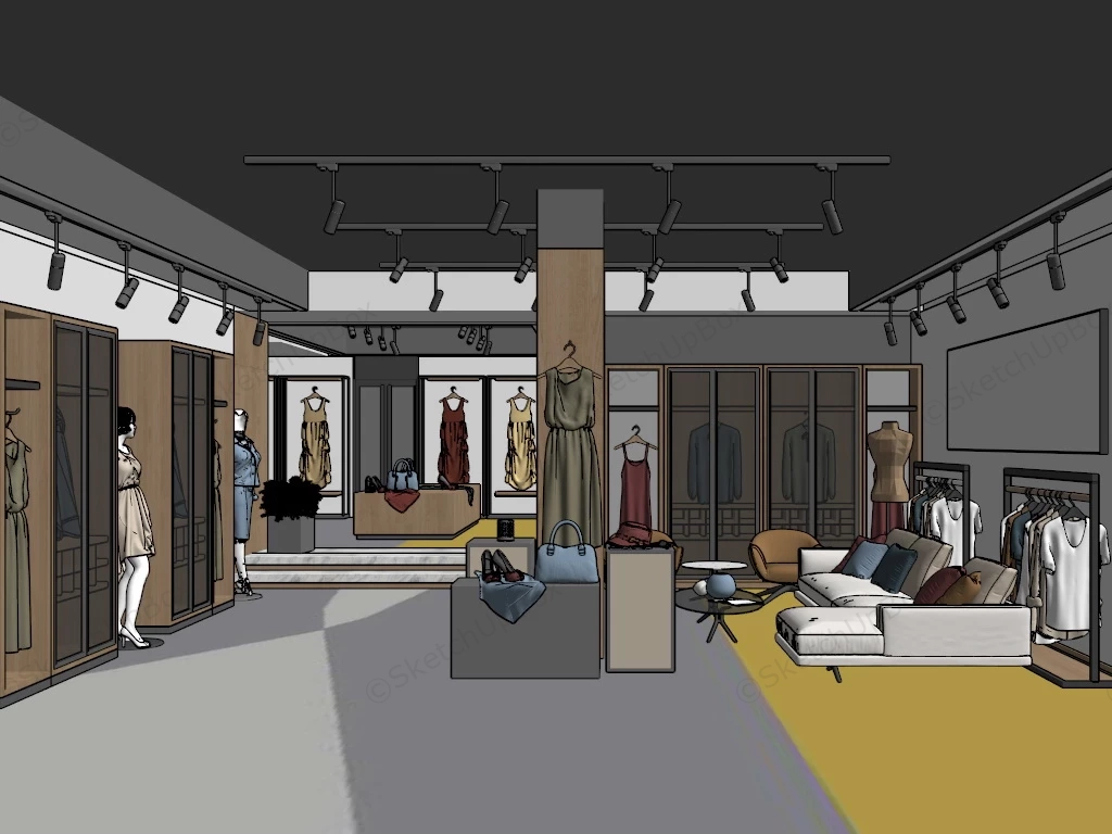 Women Fashion Clothing Store Design sketchup model preview - SketchupBox