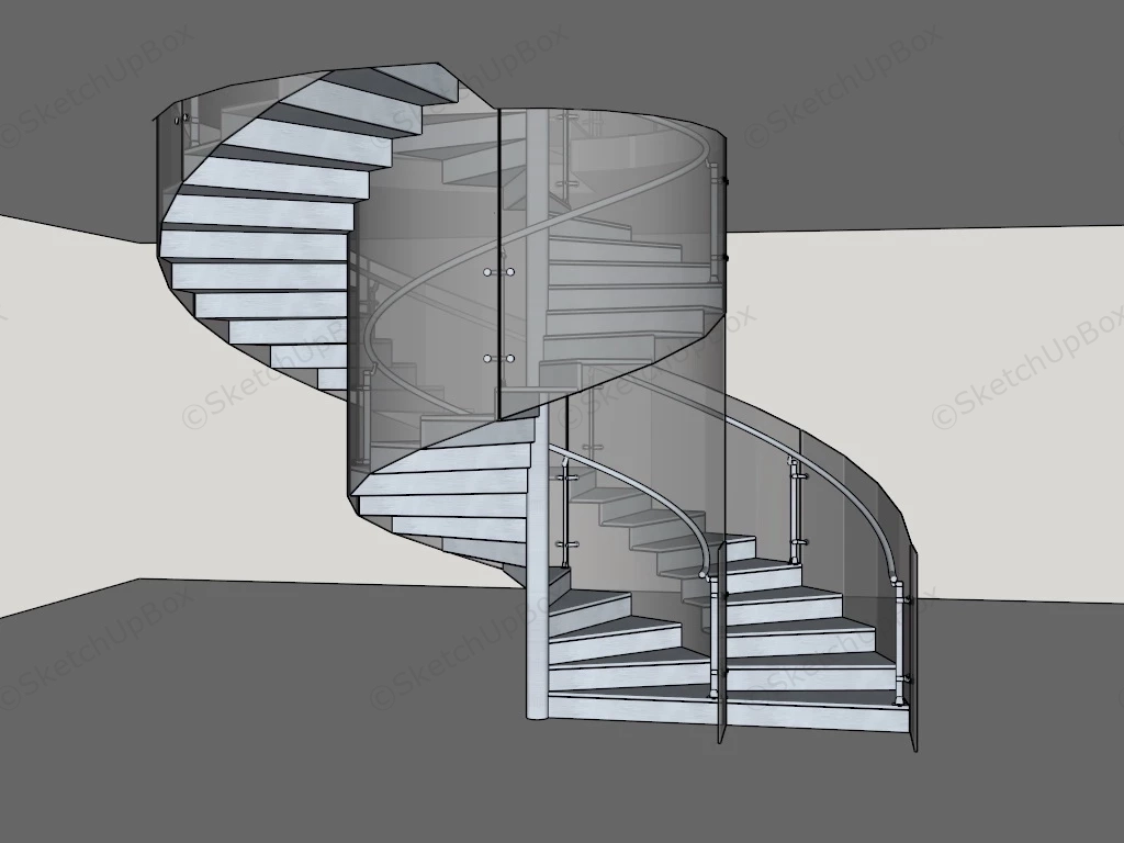 3 Story Spiral Staircase sketchup model preview - SketchupBox