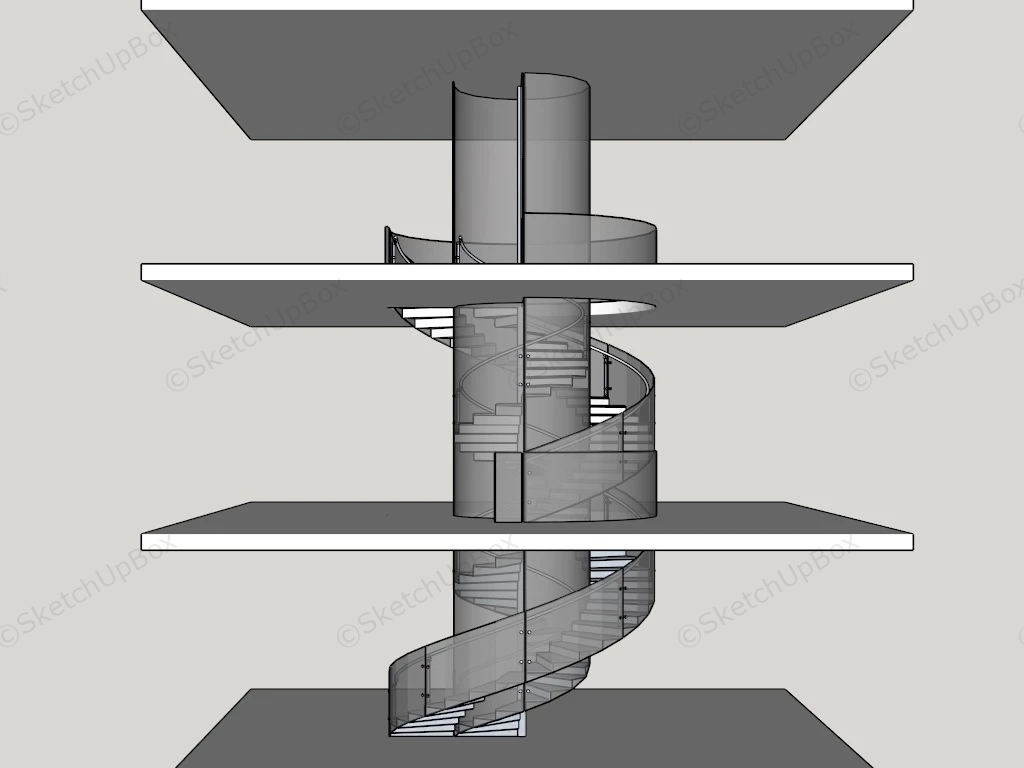 3 Story Spiral Staircase sketchup model preview - SketchupBox