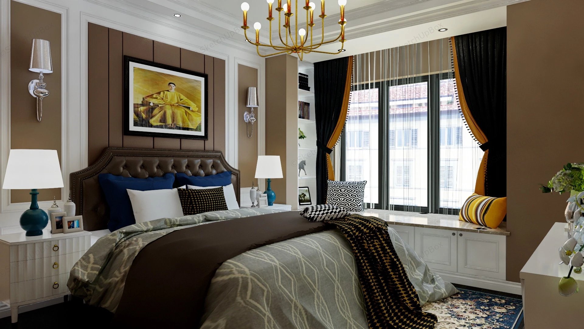 Traditional Bedroom Design sketchup model preview - SketchupBox