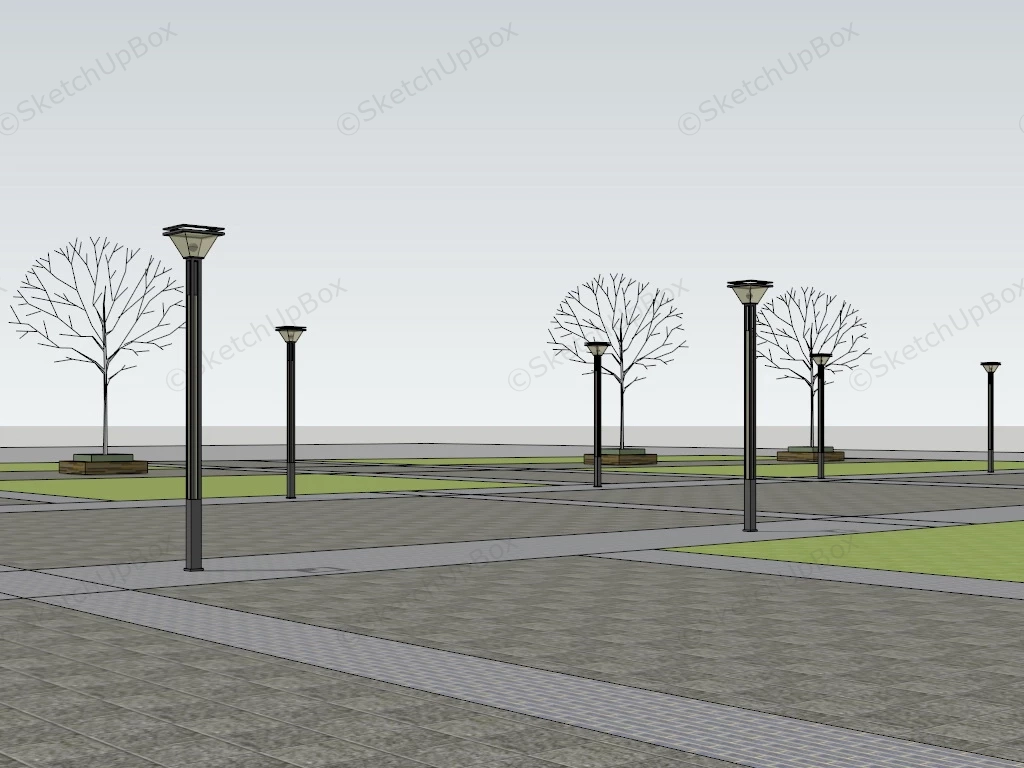 Pedestrian Light Poles sketchup model preview - SketchupBox