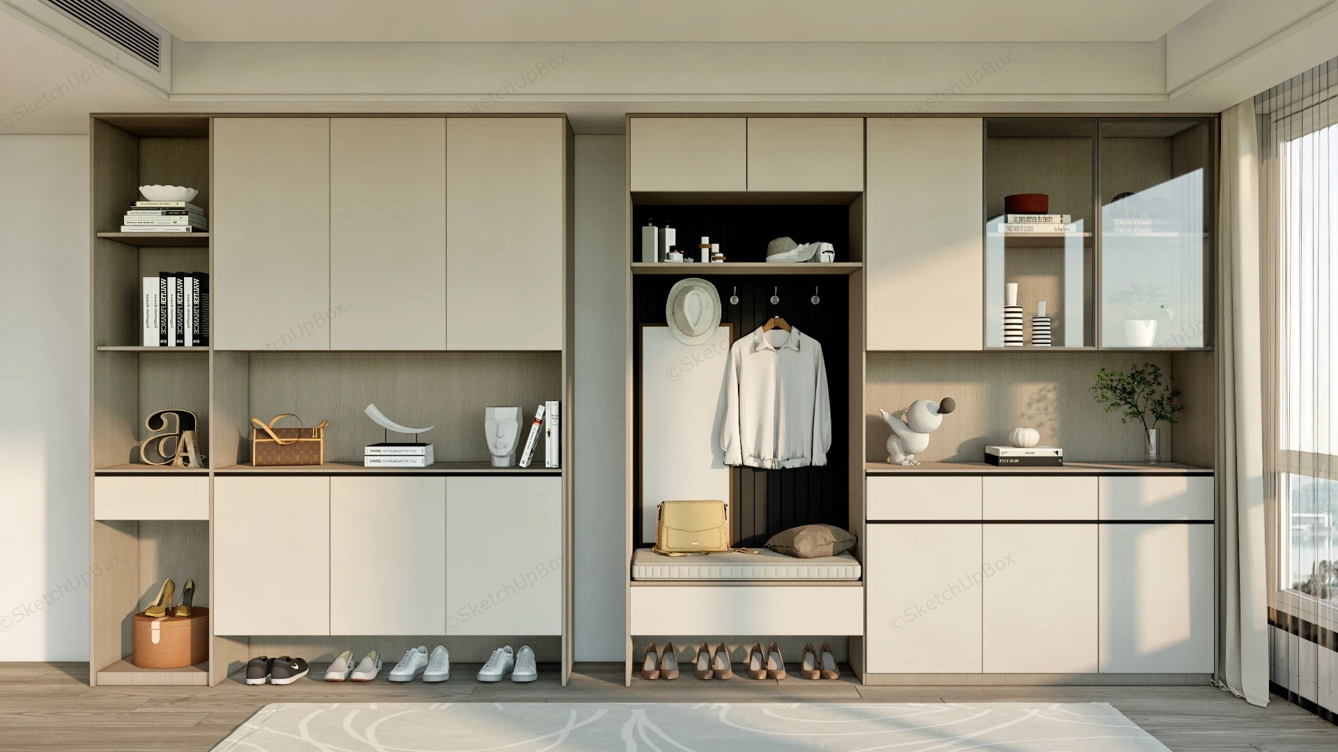 Entryway Storage Furniture Ideas sketchup model preview - SketchupBox