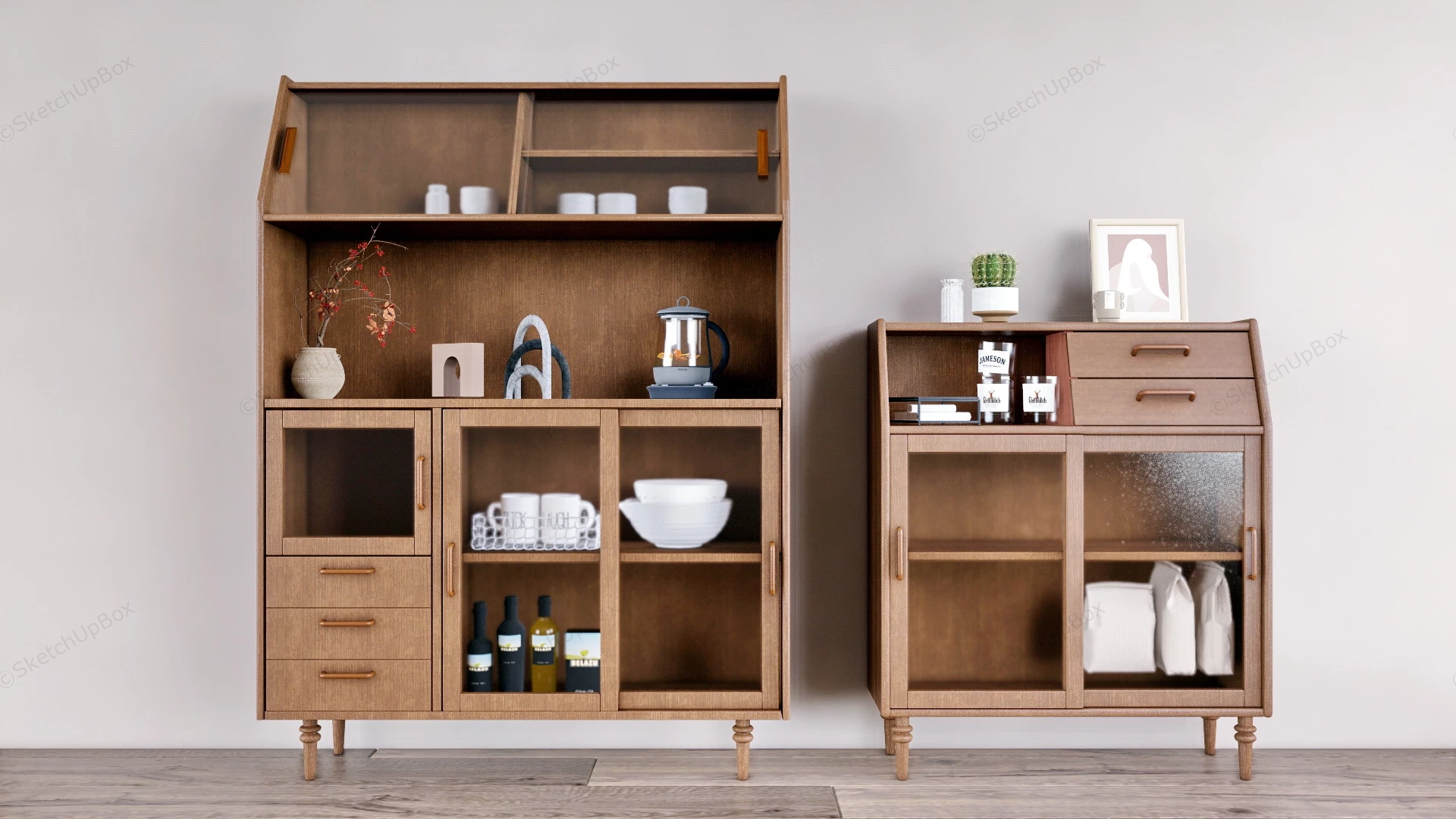 Modern Buffet Sideboard Set sketchup model preview - SketchupBox
