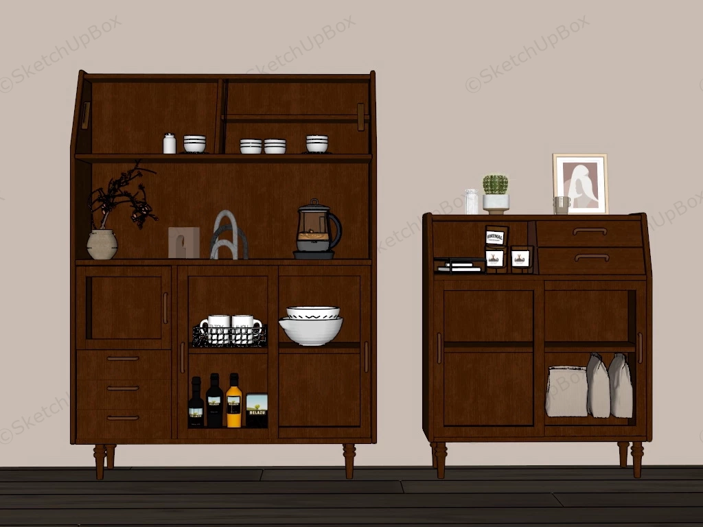 Modern Buffet Sideboard Set sketchup model preview - SketchupBox