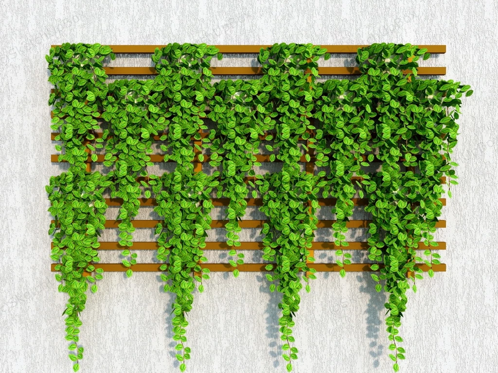 Wooden Vertical Wall Garden With Plants sketchup model preview - SketchupBox