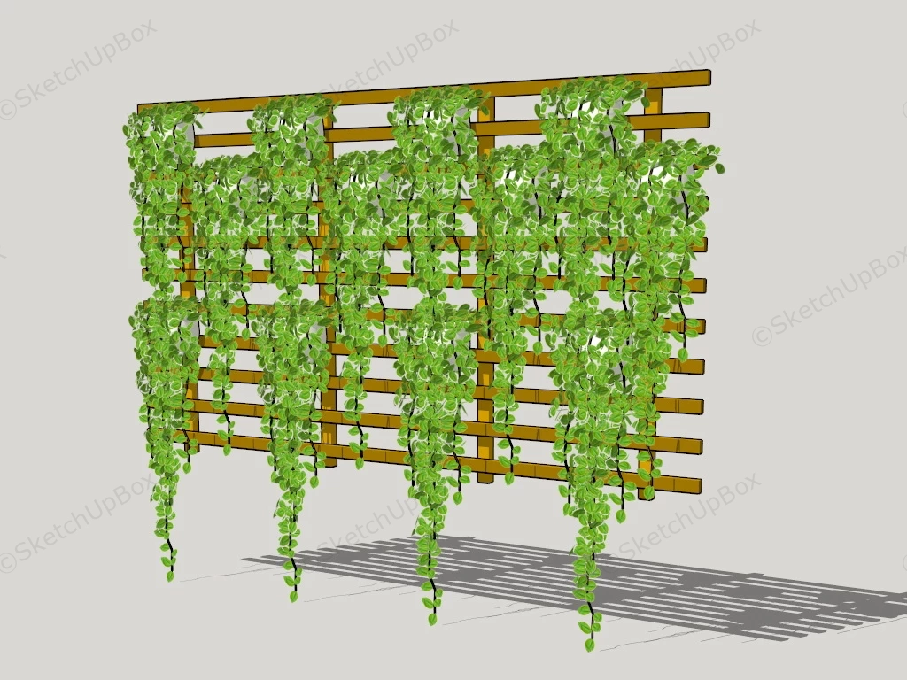 Wooden Vertical Wall Garden With Plants sketchup model preview - SketchupBox