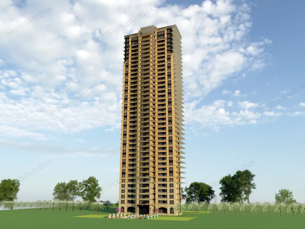 Art Deco Style High Rise Condo Building sketchup model preview - SketchupBox