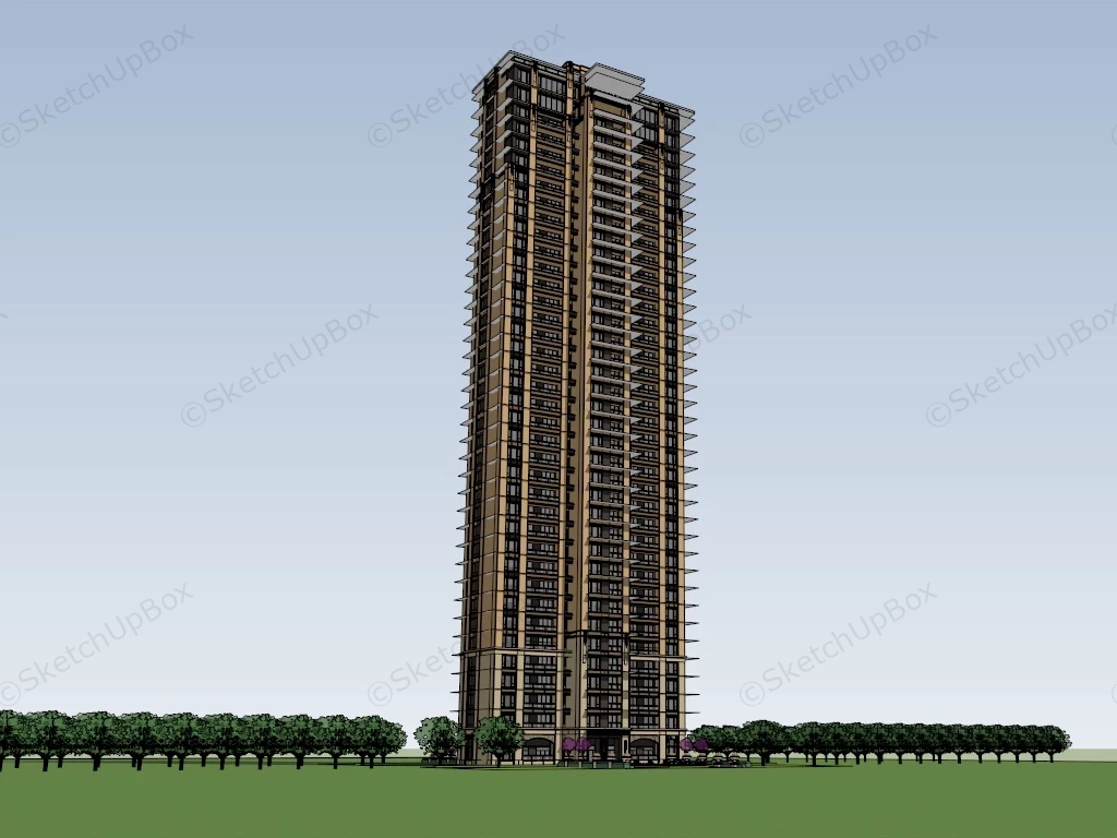 Art Deco Style High Rise Condo Building sketchup model preview - SketchupBox