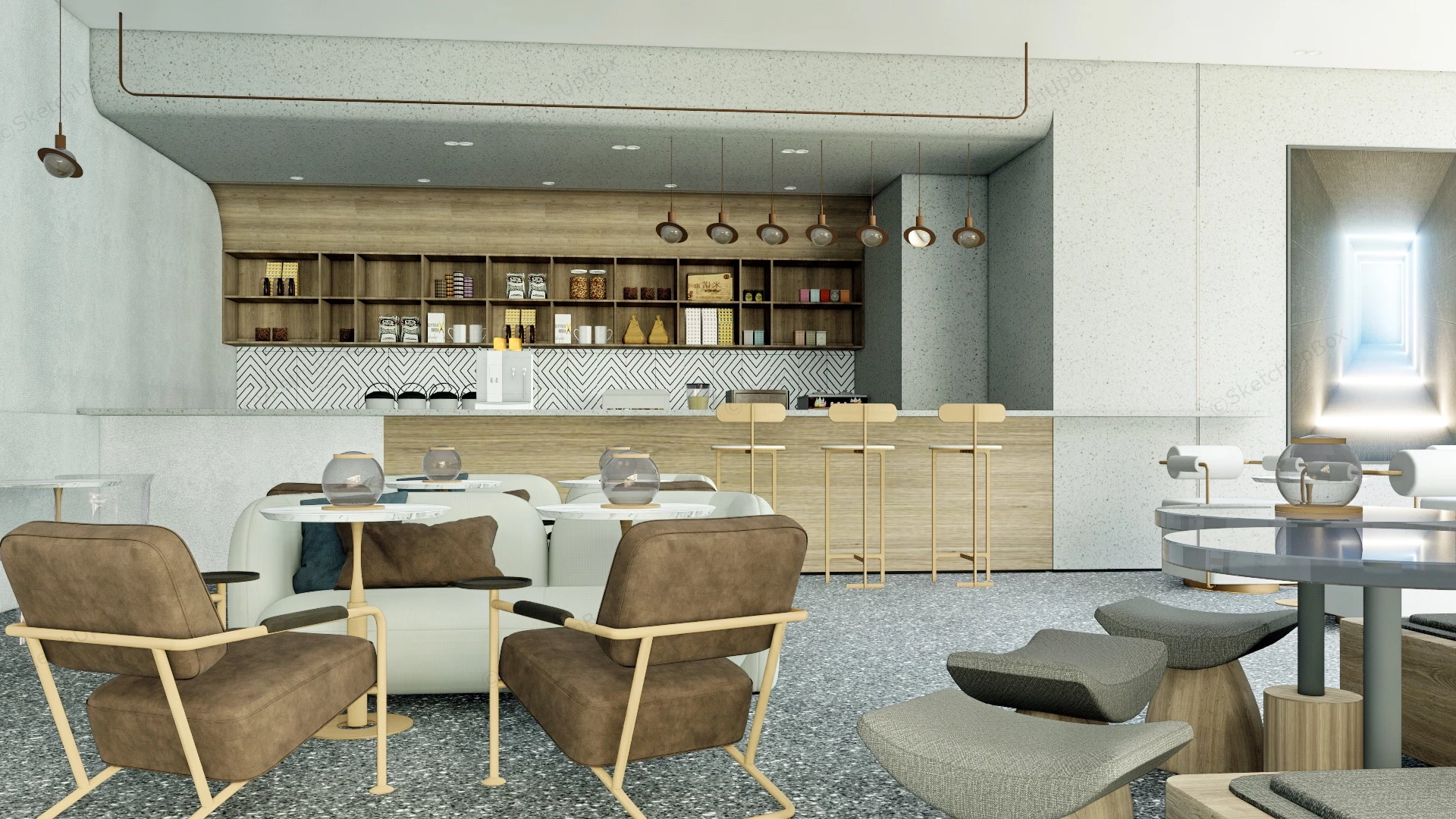 Casual Cafe Interior Design sketchup model preview - SketchupBox