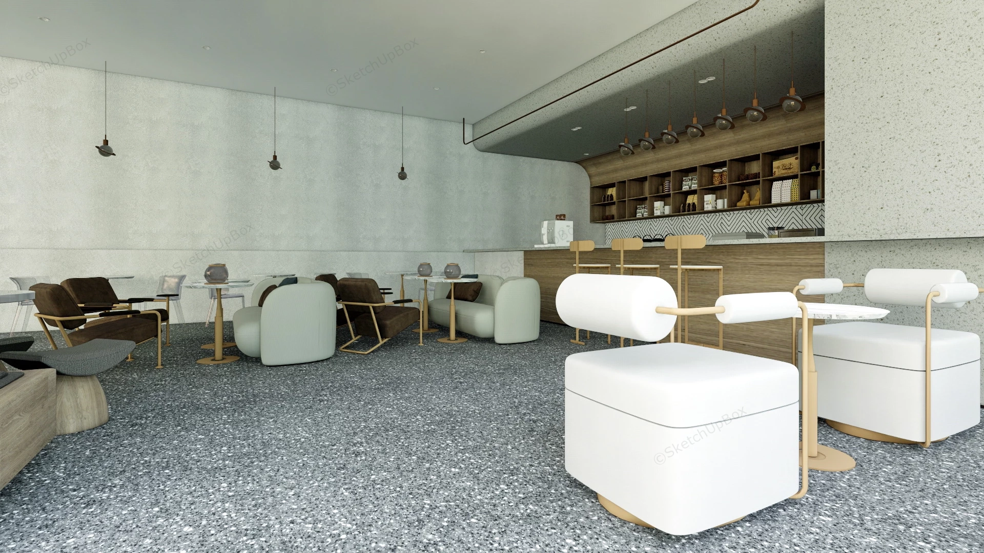 Casual Cafe Interior Design sketchup model preview - SketchupBox