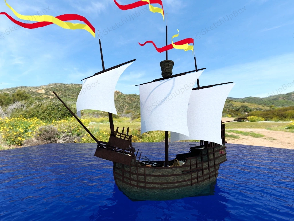 18th Century Sailboat sketchup model preview - SketchupBox