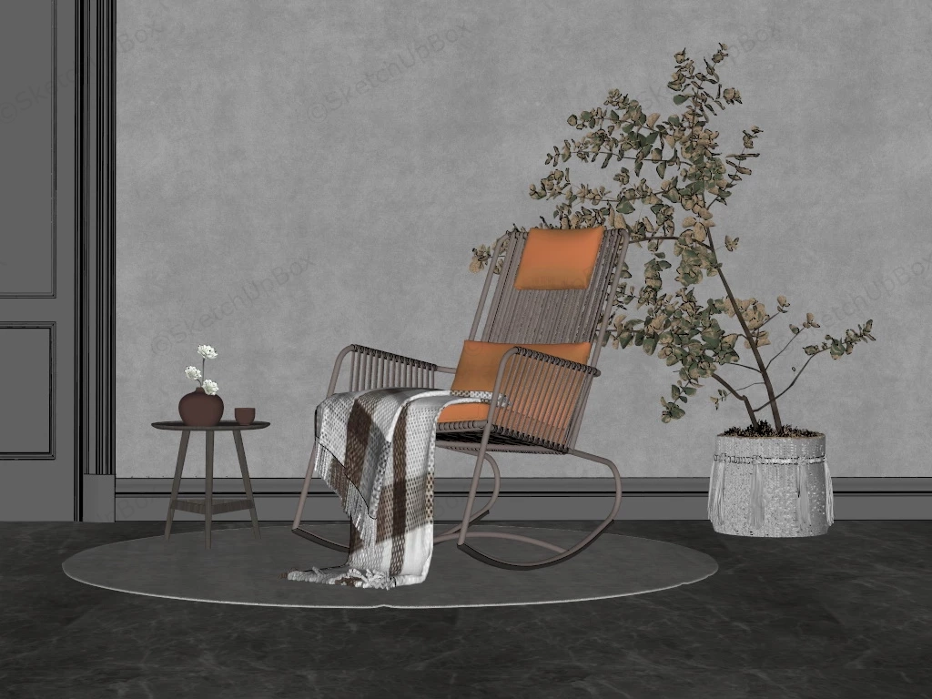Metal And Leather Rocking Chair sketchup model preview - SketchupBox