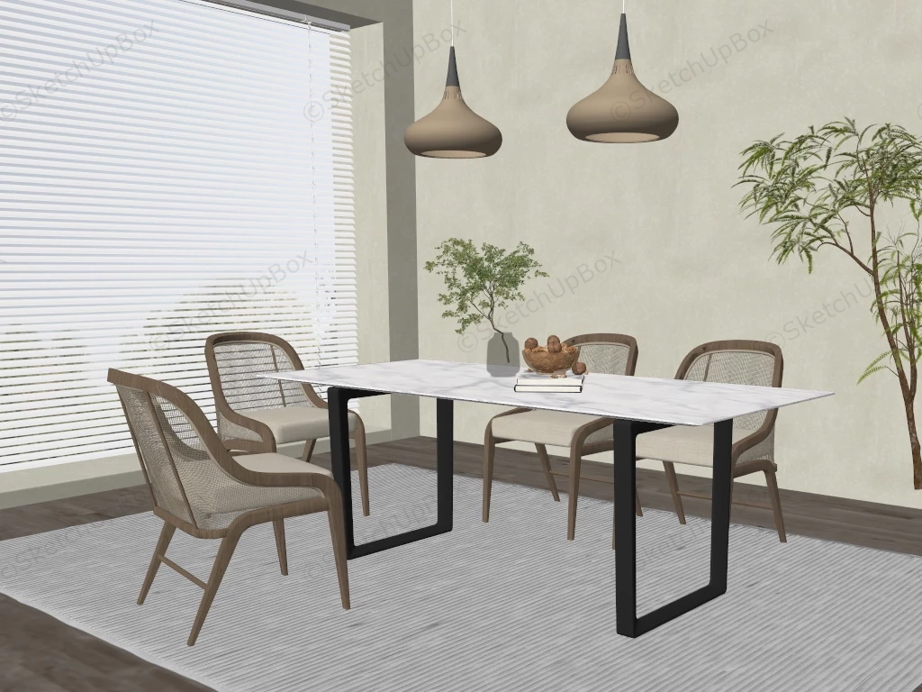 Scandinavian Style Dining Room Set sketchup model preview - SketchupBox